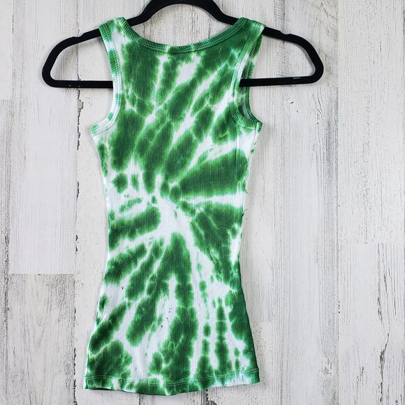 Point Sportswear Green Simple Spiral Tie Dye Ribbed Tank Top Women's Size Large - Picture 4 of 5